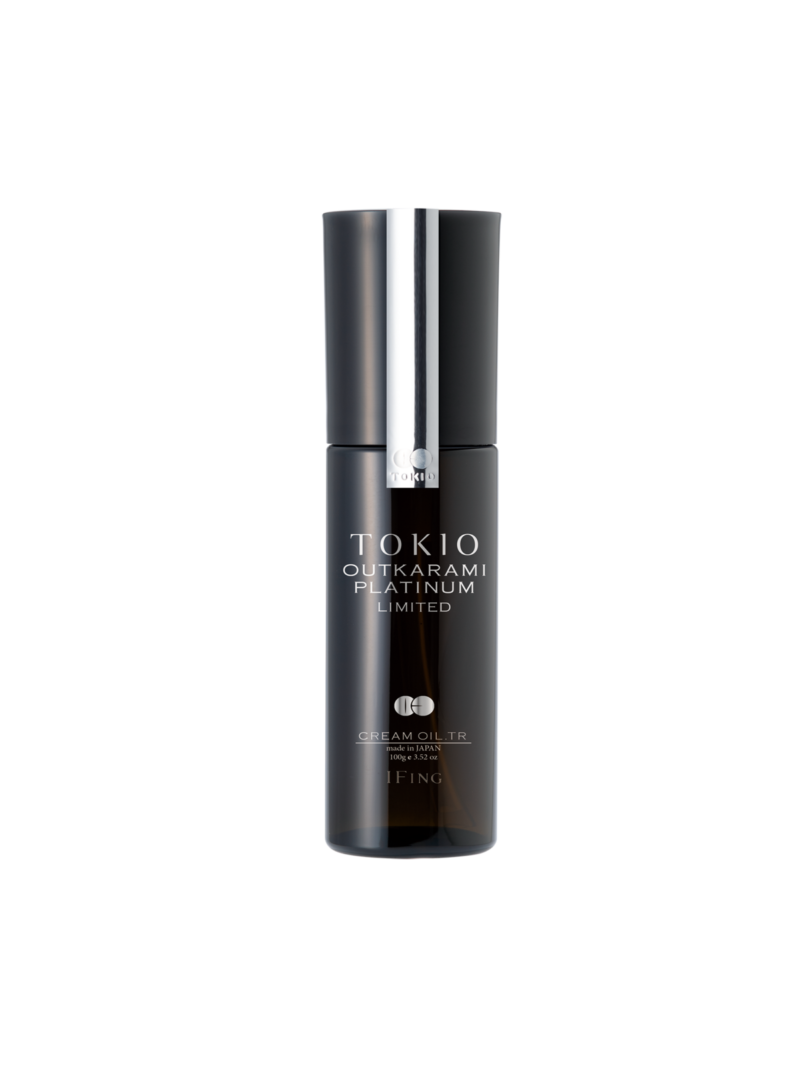 Tokio Inkarami Huile Crème Platinum Limited, flacon or et noir de 100ml. Traitement capillaire intensif avec fullerène pour réparation, hydratation et brillance des cheveux.