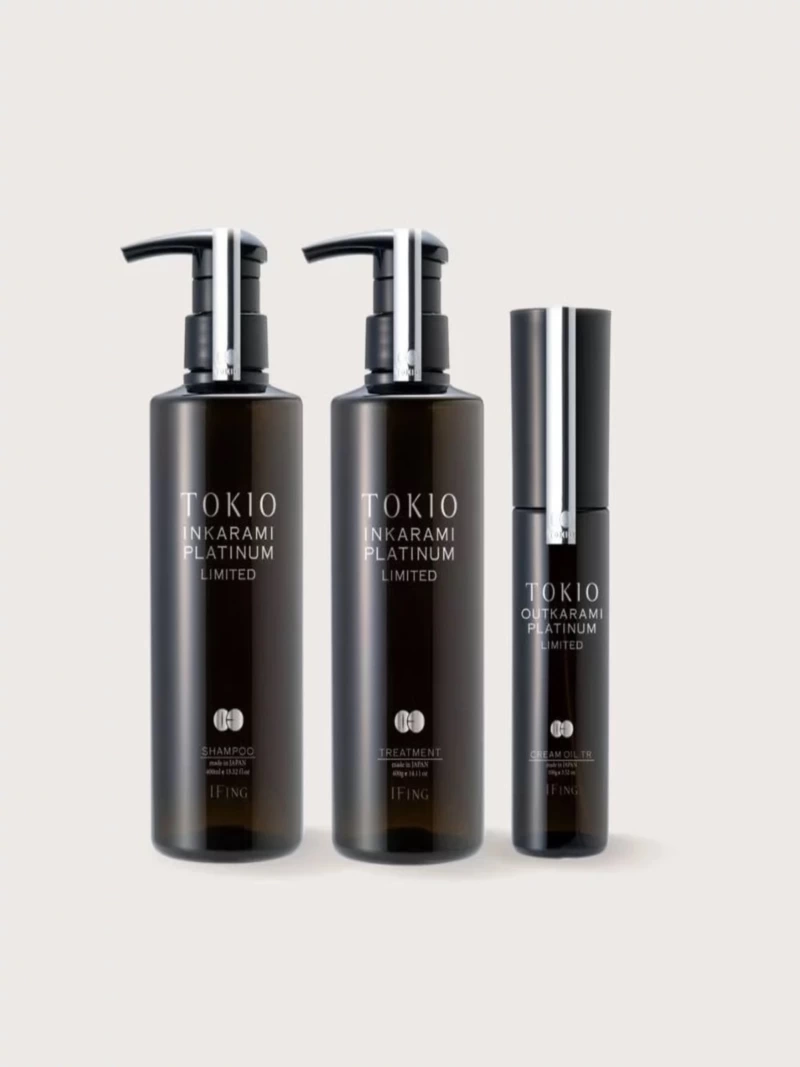 Routine Platinum Limited Tokio Inkarami : shampoing, traitement et huile crème pour cheveux fins à normaux, routine capillaire complète hydratante et protectrice.